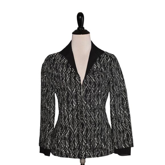 LAFAYETTE 148 NEW YORK $598 Bellene Jacquard Zip Jacket Black/White Size 0 - Picture 3 of 5